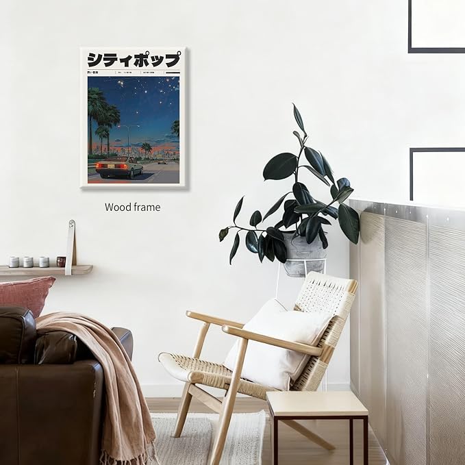 Vintage Japanese Framed Wall Art 90s Vaporwave Aesthetic Print Asian Music - Image 6