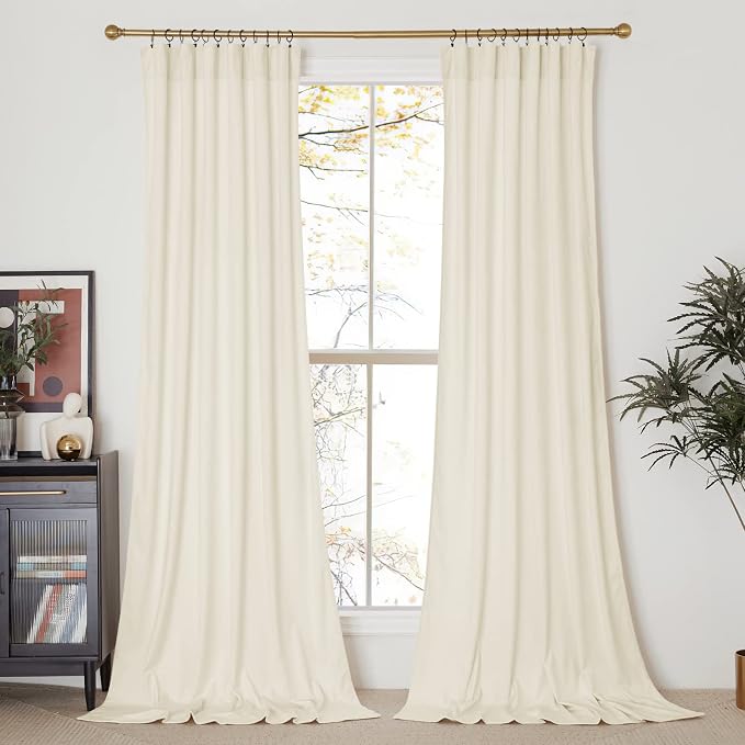NICETOWN Ivory White Velvet Curtains 144" Length 52" Wide, Luxury and Thick - Image 2
