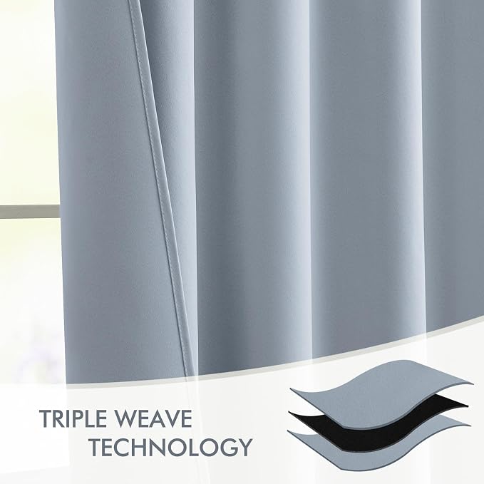 MIULEE Light Blue Back Tab Blackout Curtains 90 Inches Long 2 Panels Set - Image 7