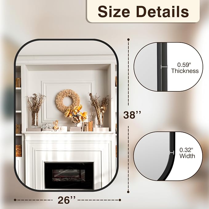 FICTOR Bathroom Vanity Mirror for Wall, 2 Pack 26" x 38" Rectangle Bathroom - Image 2