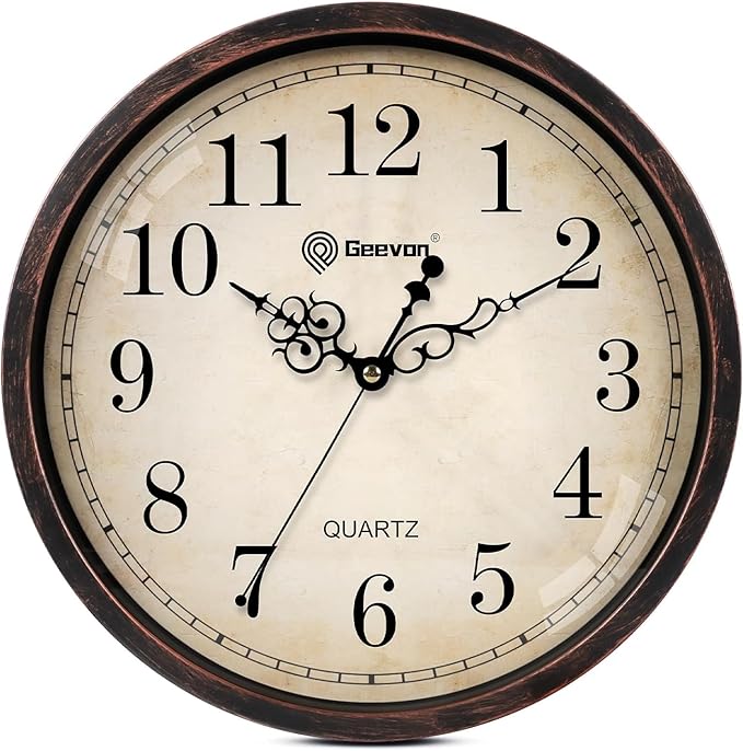 Geevon Retro Silent 12 Inch Wall Clock Non Ticking, Rustic Vintage Clock Quartz by GEEVON