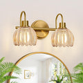 Bathroom Light Fixtures, 2-Light Brushed Gold Vanity Lights by Meybiok
