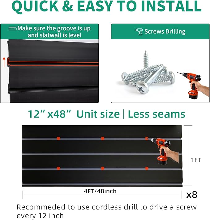 FRAYSCENT Slat Wall Paneling Garage Slat Wall Storage Systems Slatwall Panels - Image 6