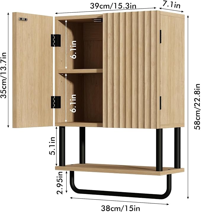 RUSTOWN Farmhouse Bathroom Wall Cabinet - Image 2