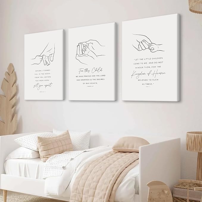 Joocrise Nursery Scripture Wall Art Set of 3 Nursery Bible Verse Wall Decor - Image 5