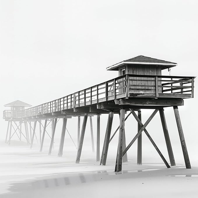 Framed Black and White Beach Wall Art, 4 Piece Coastal Photography Canvas - Image 6