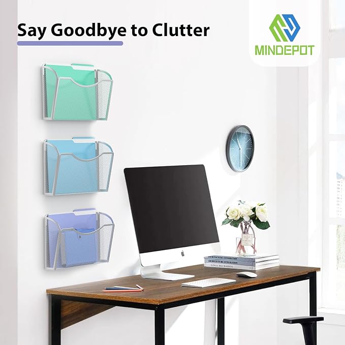 MINDEPOT Wall File Organizer, Hanging Wall Mounted File Folder Binder Holder - Image 6