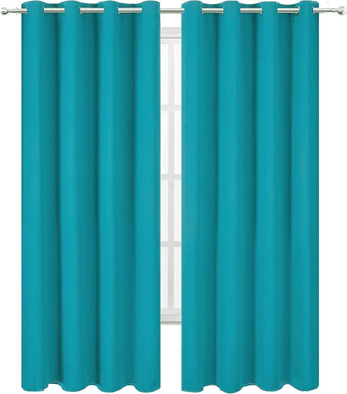 LEMOMO Blackout Curtains 66 x 95 inch/Teal Curtains Set of 2 Panels/Thermal - Image 2