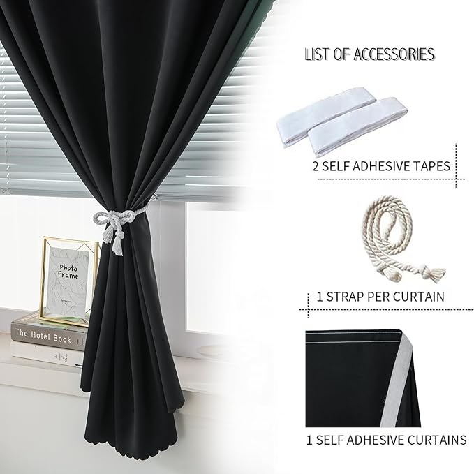 Adhesive Blackout Curtains- Self Stick Shades Window Blinds Curtains No Rod - Image 5