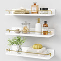 Forbena Gold Floating Shelves for Wall Decor Set of 3, Bathroom Shelves Over by Forbena