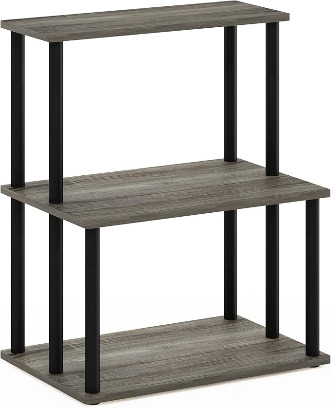 Furinno Turn-N-Tube 3-Tier Toolless Kitchen Storage Shelf, French Oak Grey/Black - Image 5