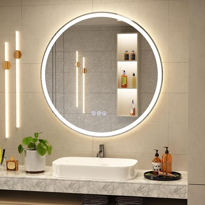 BEAUTYPEAK 28x28 LED Round Bathroom Mirror - Image 8