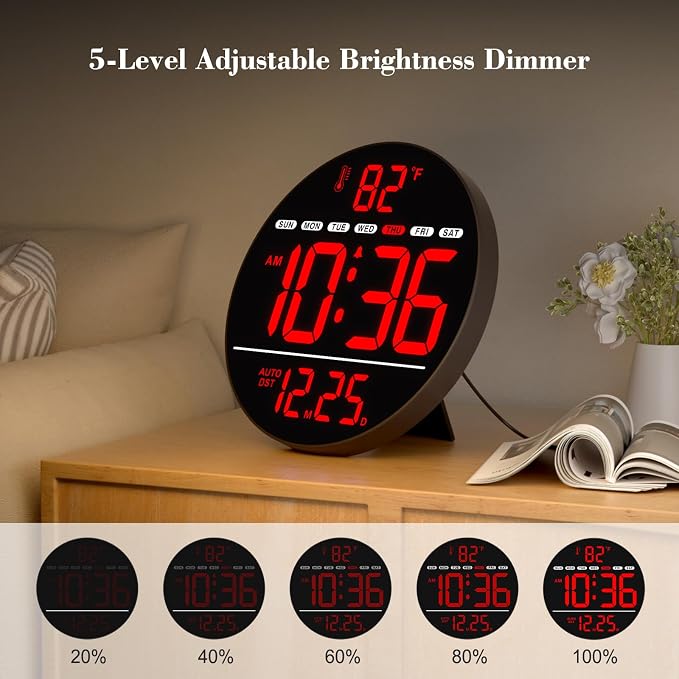 WallarGe Large Digital Wall Clock - Image 3