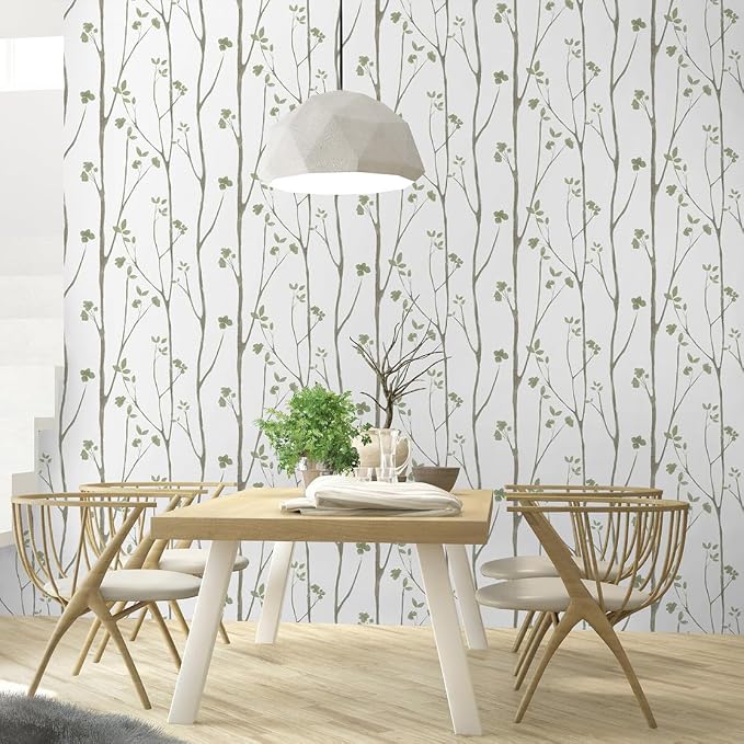 Timeet Green Leaf Wallpaper 16" x 197" Boho Floral Peel & Stick Removable - Image 4