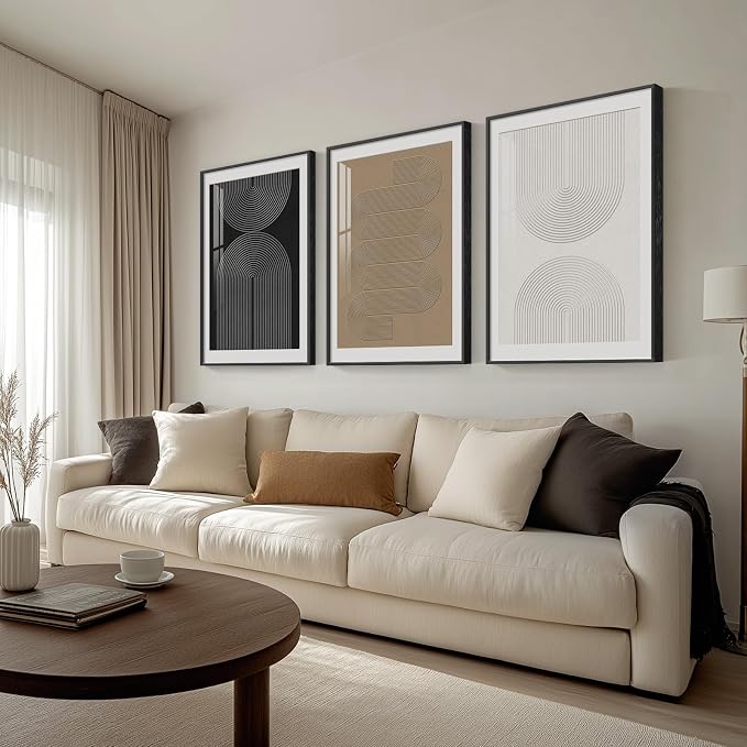 Large Framed Boho Neutral Abstract Wall Art - Image 2