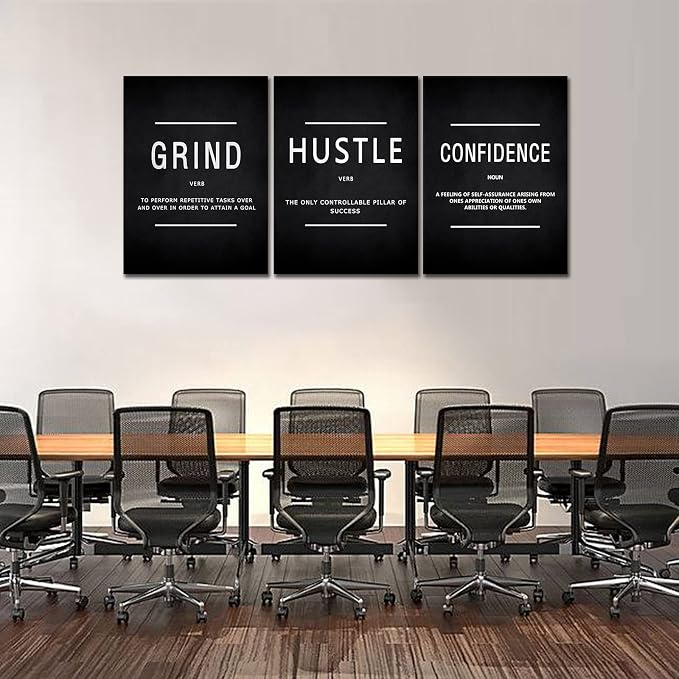 KAWAHONE Motivational Success Canvas Wall Art, Grind Hustle Confidence Wall - Image 2