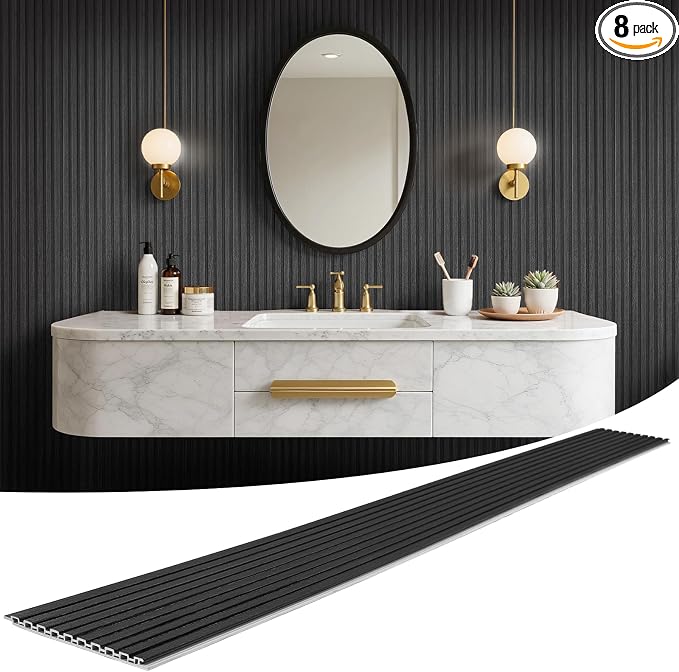 WPC Slat Wall Panels 8 Pack 96" x 8.2", Waterproof Fluted Wall Paneling by LARWORKS