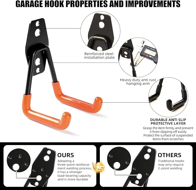 Garage Hooks, 6 Pack Small Round Wall Hooks - Image 5