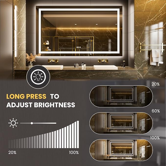 LOAAO 68"x36" LED Bathroom Mirror - Image 3