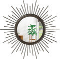 Sunburst Spoked Large Wall Mirror Boho Home Circle Art Mirror Modern Metal by HLFMVWE