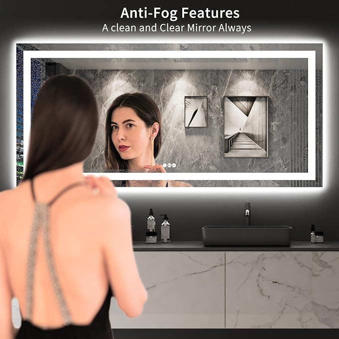 LOAAO 84"X40" LED Bathroom Mirror - Image 3