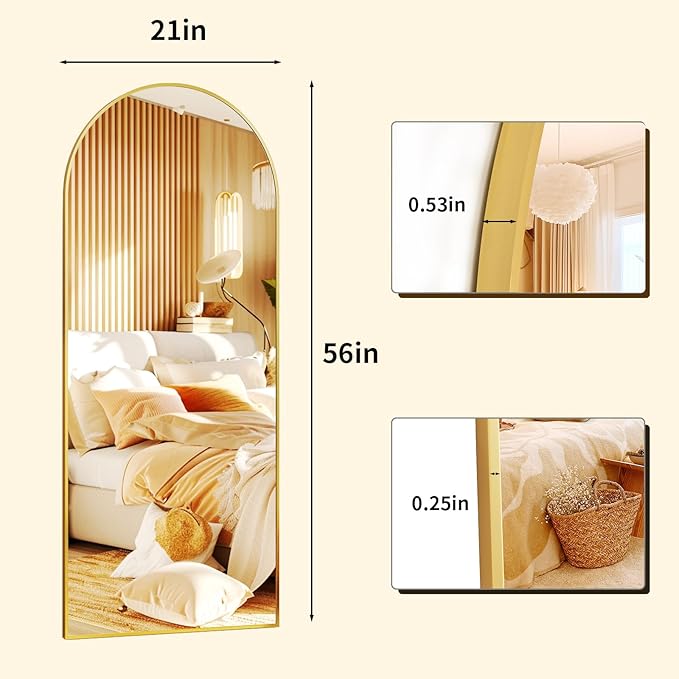 XRAMFY 56" x21 Arched Full Length Mirror Floor Mirrors - Image 7