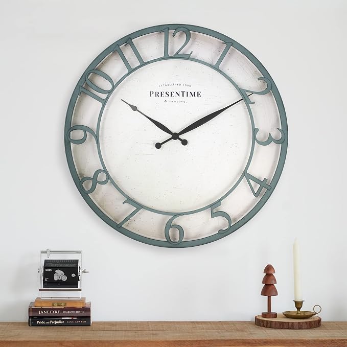 Presentime & Co 21" Farmhouse Series Wall Clock, Vintage Style, Retro Clock - Image 4