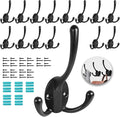 Wall Mounted Coat Hooks 15 Packs Heavy Duty Black Hardware Robe Hooks Decorative by HADWER