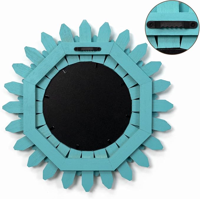 Honiway Beach Wall Decor Mirror 12 inch Wood Coastal Wall Decor Sunburst Boho - Image 5