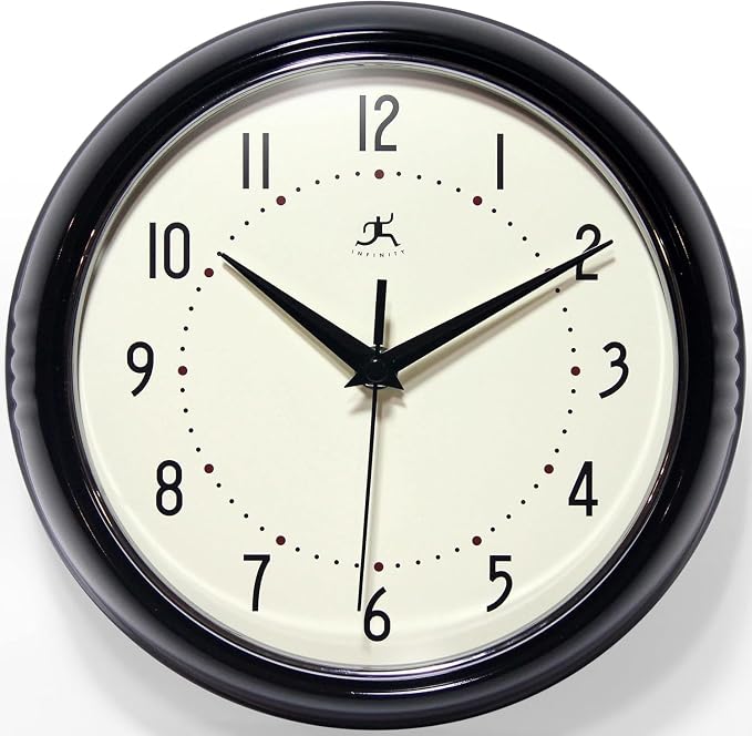 Infinity Instruments LTD. Retro 9 inch Silent Sweep Non-Ticking Mid Century by InfinityInstruments