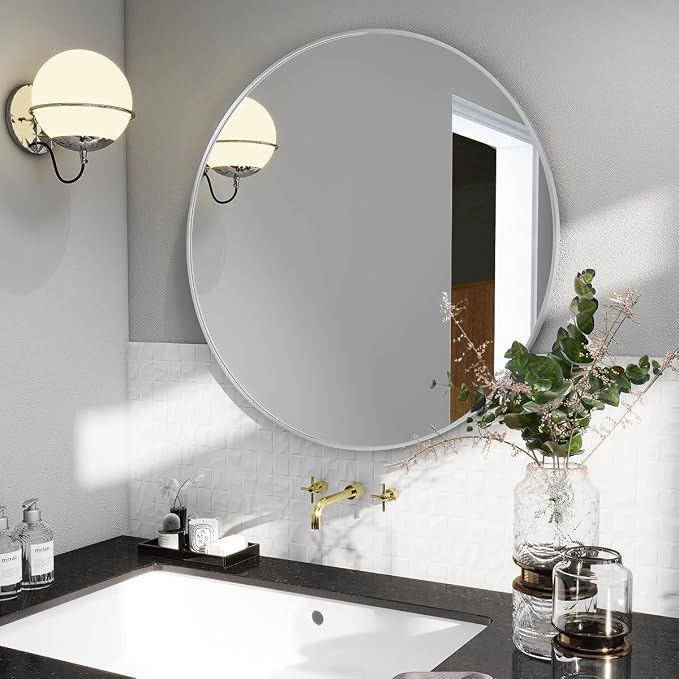 BEAUTYPEAK 20 Inch Round Mirror, Metal Frame Circle Mirror, Wall Mounted - Image 7