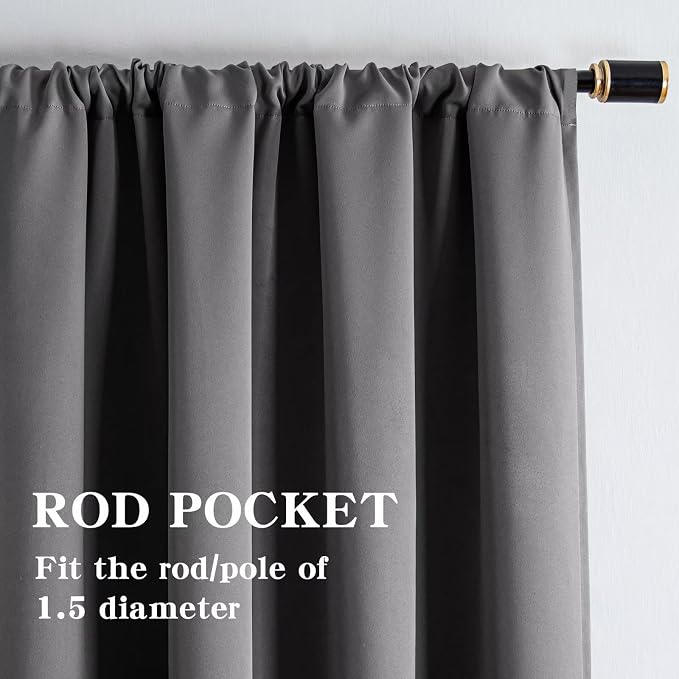 IGEMAEVE Blackout Curtains 72 Inch Length 2 Panels Set, Rod Pocket Energy - Image 2