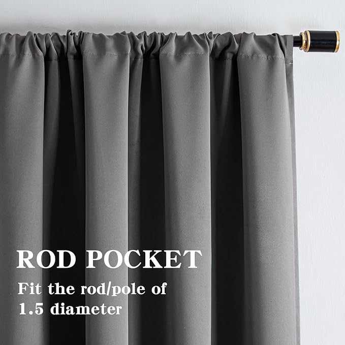 IGEMAEVE Blackout Curtains 90 Inch Length 2 Panels Set, Rod Pocket Energy - Image 2