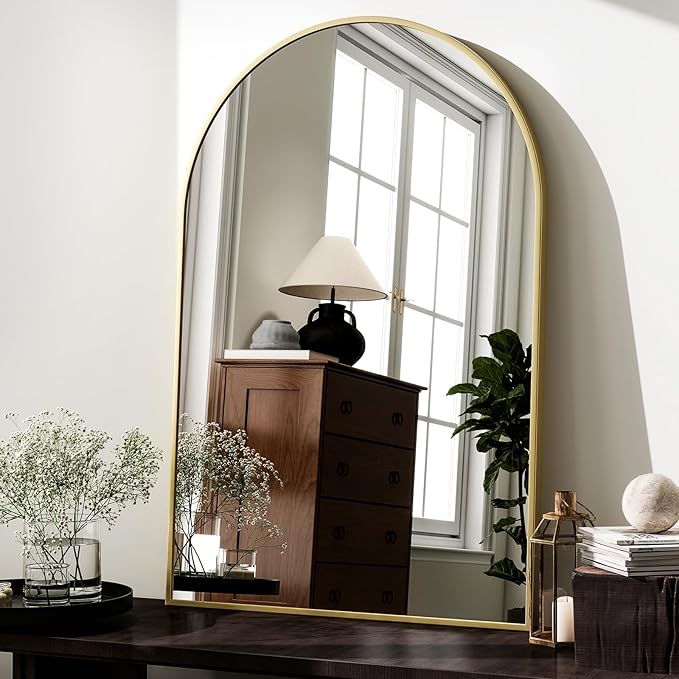 HARRITPURE Arched Wall Mirror – 26"x38" Arch Bathroom Mirror Metal Frame Vanity - Image 2