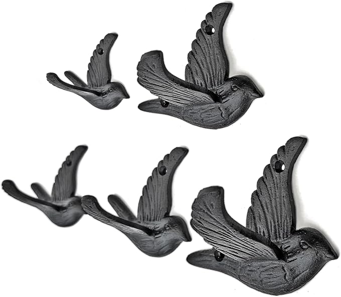 Ambipolar Flying Bird Iron Cast Decorative Bird Wall Mounted Coat Hooks by Ambipolar