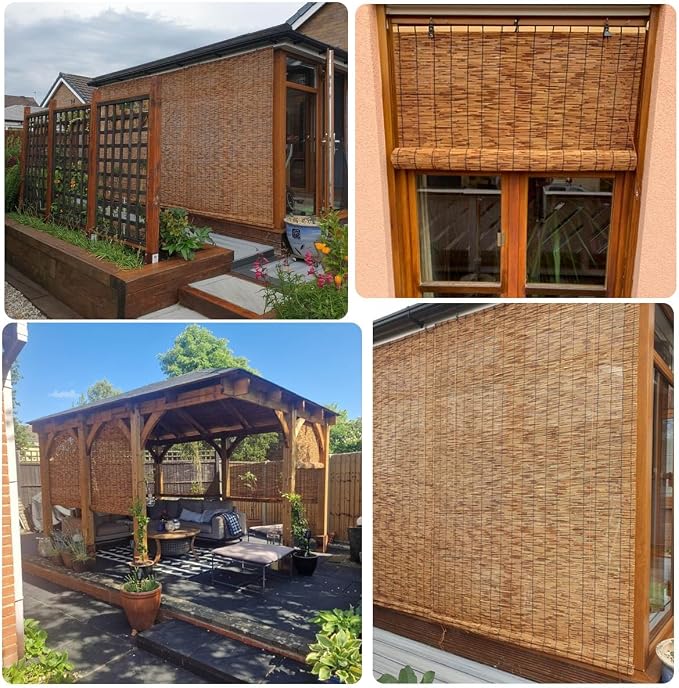 Outdoor Bamboo Roller Blinds, Retro Breathable Reed Shades - Image 3