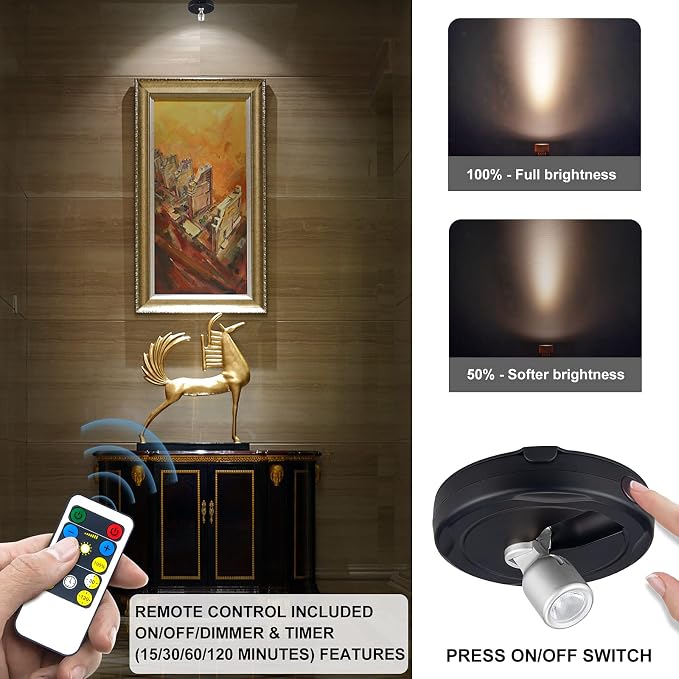 HAMVIDNE LED Spotlight, Battery Powered Picture Lights, Uplighting Indoor - Image 2