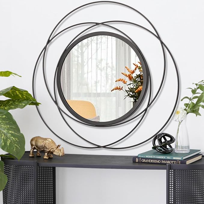 Black Circle Mirror Mounted Round Decorative Mirrors Circle - Image 2