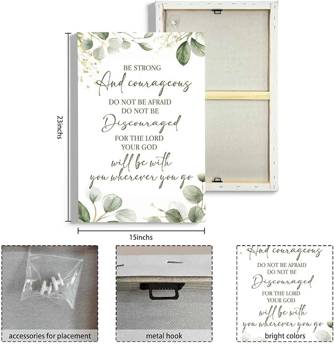 HIWX Christian Inspirational Wall Decor, Be Strong and Courageous Bible Verses - Image 8