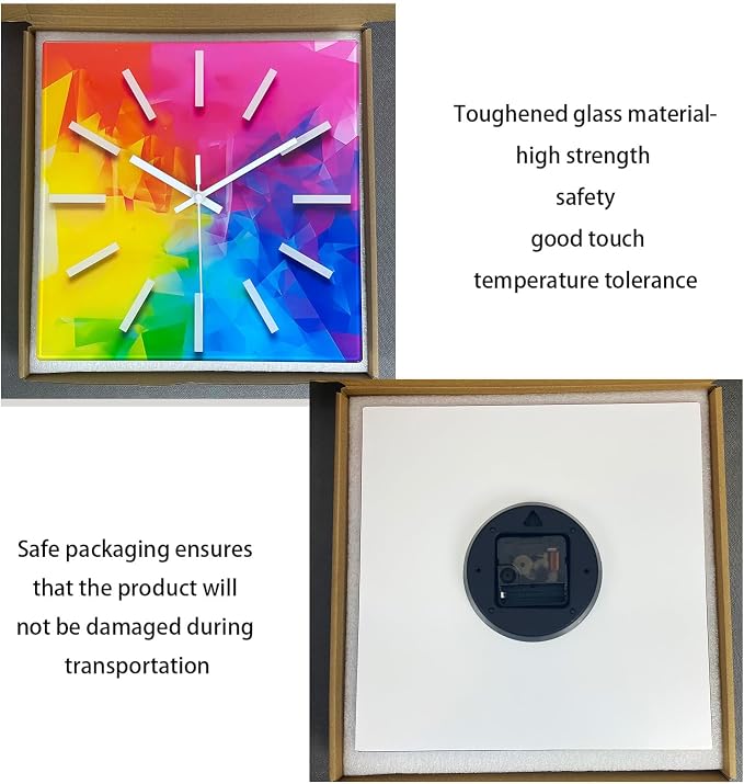 Square Glass Wall Clock Silent Analog Wall Clocks Battery Operated 12 Inch - Image 6