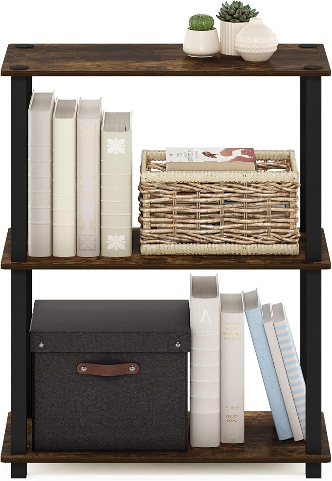 Furinno TURN-S-TUBE Storage Shelves, 3-Tier Book Shelf, Corner Shelf, Toolless - Image 4