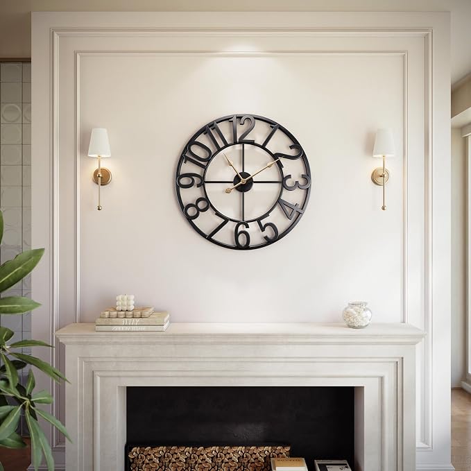 Vantic 24 Inch Large Wall Clock, Arabic Numeral Metal Oversized Wall Clocks by Vantic