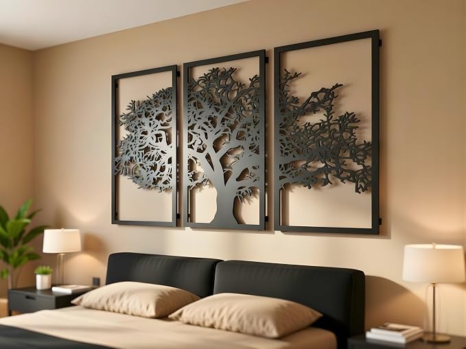 Vailla Tree of Life Wall Art 3pcs Family Tree Wall Decor 3D Wooden Wall Hanging - Image 9