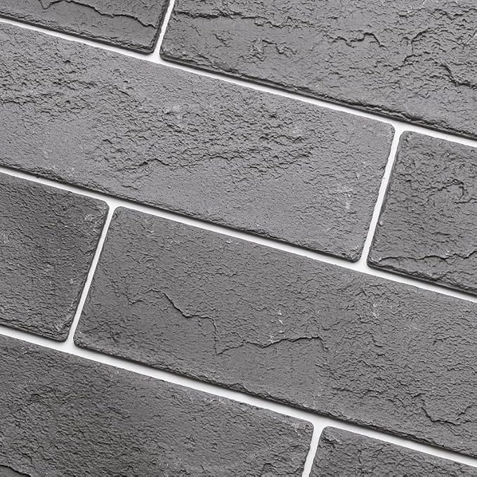 100 Vintage Grey Faux Brick Wall Tiles, 3D Thin Brick Veneers by TORURAL