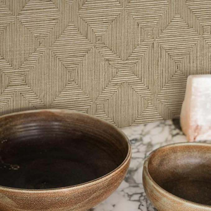 Tempaper x Jeremiah Brent Cream Textured Hoffmann Faux Sisal Removable Peel and - Image 3