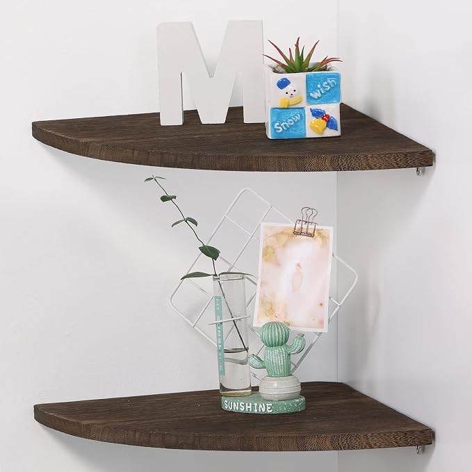 JORIKCHUO 12 inch Corner Wall Shelf, Round End Wall Mounted Floating Shelf - Image 4