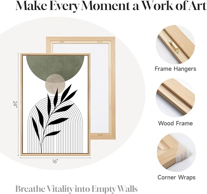 Framed Boho Sage Green Wall Art - Image 7