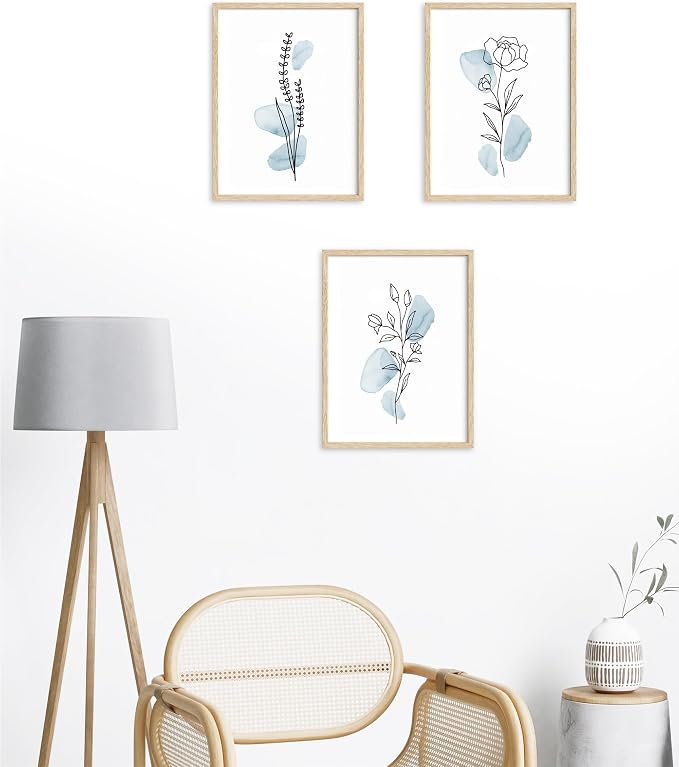 HesenDot Boho Art wall Décor, Botanical Print Set of 3, Abstract Line - Image 4