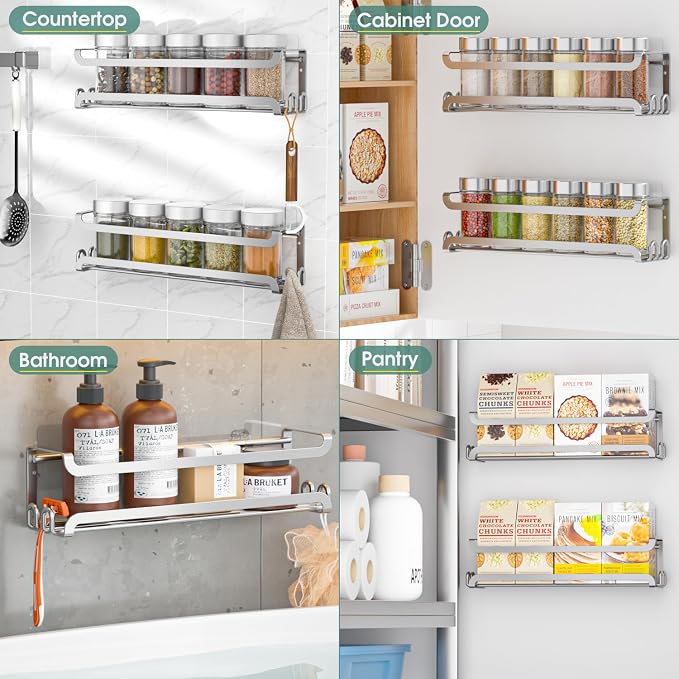 LUCYCAZ 4 Pack Wall Mounted Spice Rack - Image 7