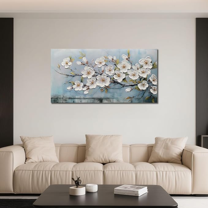 Anolyfi White Textured Flowers Wall Art - Image 5